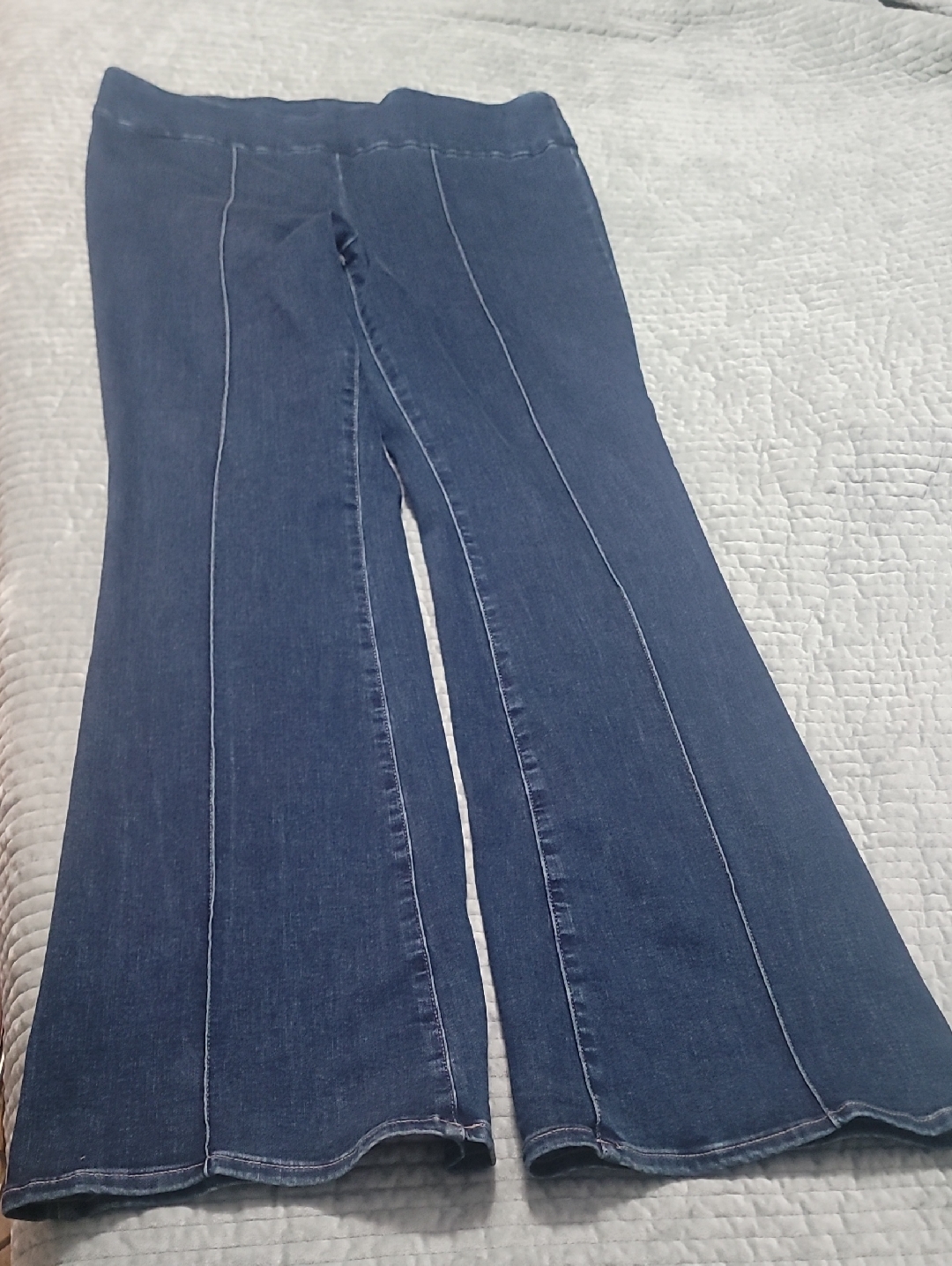 Express Dark Blue Flared Seam-Panel Jeans